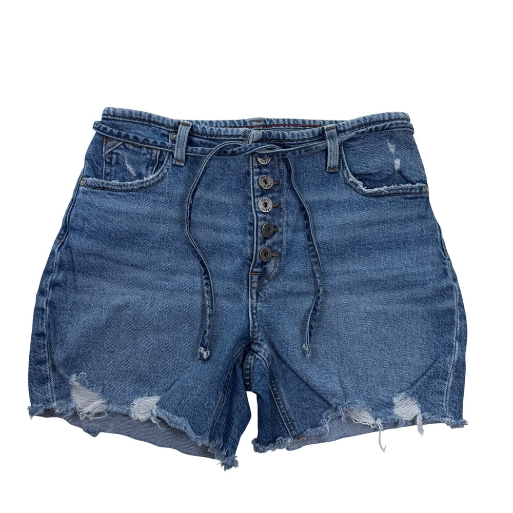 Edgely Cotton Denim Shorts Womens Button Fly Distressed Frayed Cutoff Size 2